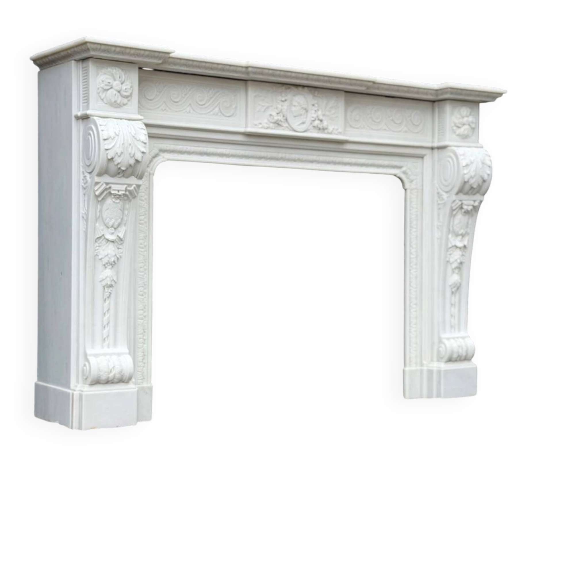 Napoleon III fireplace in statuary white marble, circa 1880.