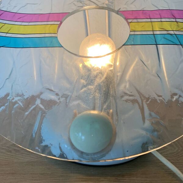 Lampe Toffoli Multicolore Plastique 80´s Forme De Disque Pop Italie Série Disco