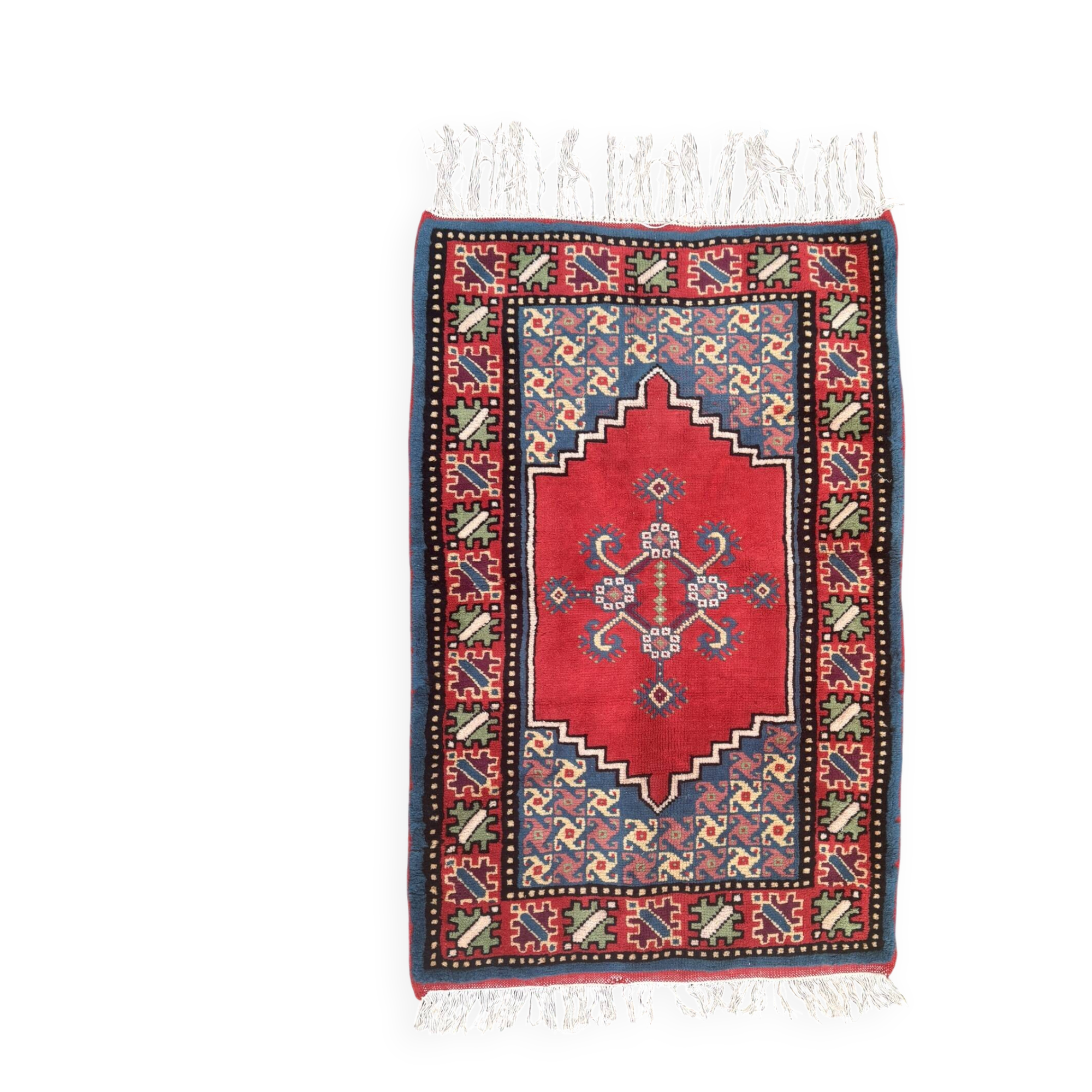 Tapis Ancien Caucase Shirvan Fait Main Laine Vintage Oriental 82x130cm