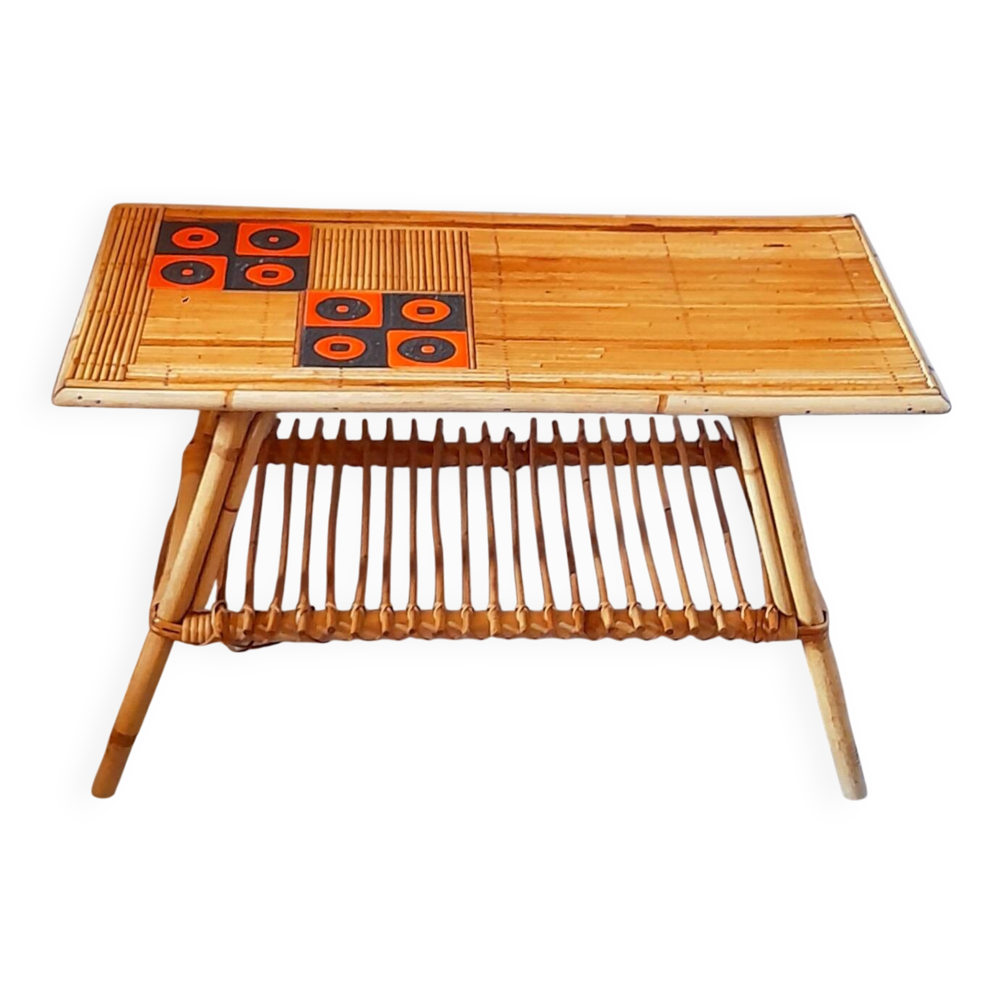 Rattan table, Audout Minet / Capron 1950