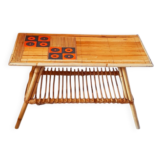 Rattan table, Audout Minet / Capron 1950