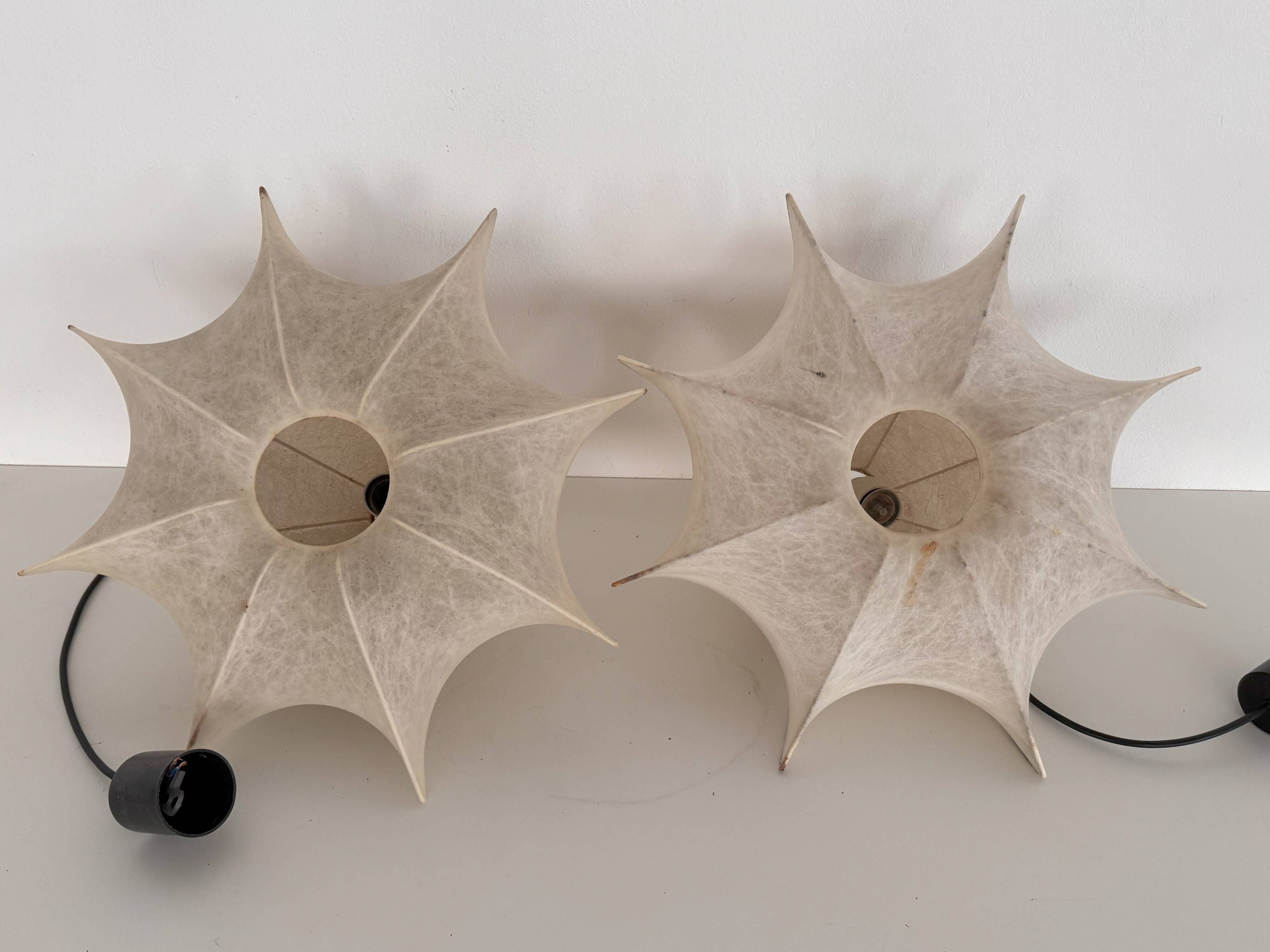 Pair of Italian Designer Cocoon Pendant lights original from the 1960s