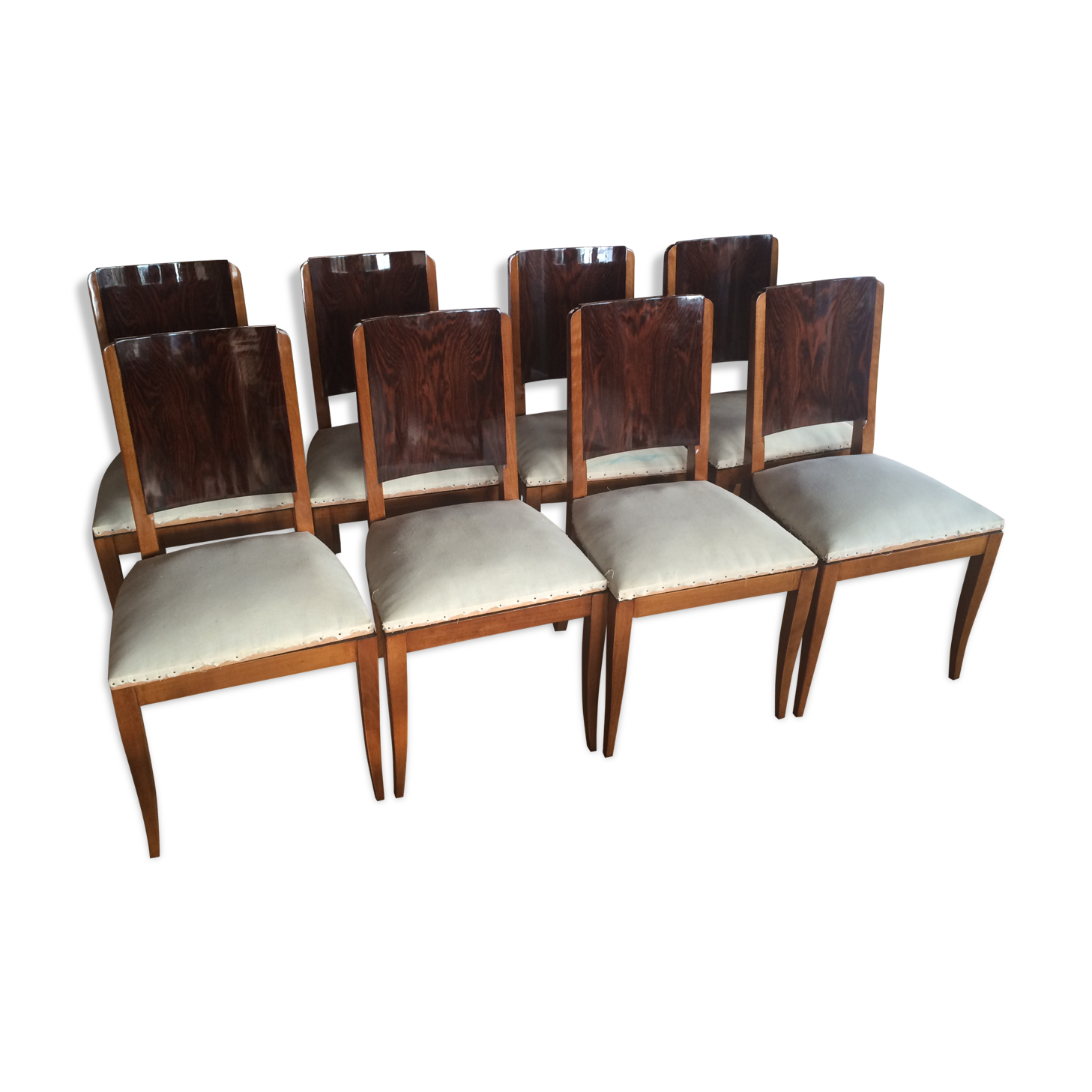 Set of eight Art Deco chairs in rosewood