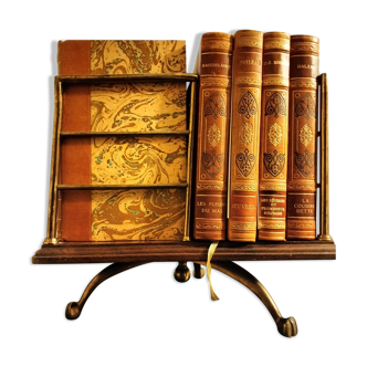 Porte livres tournant bois et bronze victorien XIXème