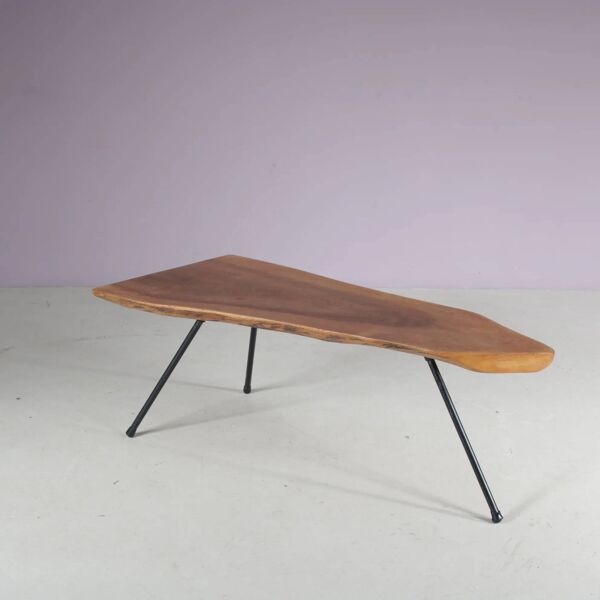 Table basse en tronc d'arbre des années 1950 dans le style Aubock d'Autriche