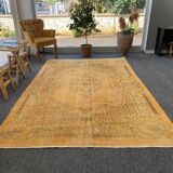 Tapis Oushak jaune 6x9 tapis vintage, tapis surteint jaune, tapis pour vivre MOON.147