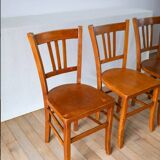 Set of 3 wooden bistro chairs 1950