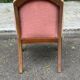 Art Deco bridge armchair in solid oak and salmon pink velvet, 1960.