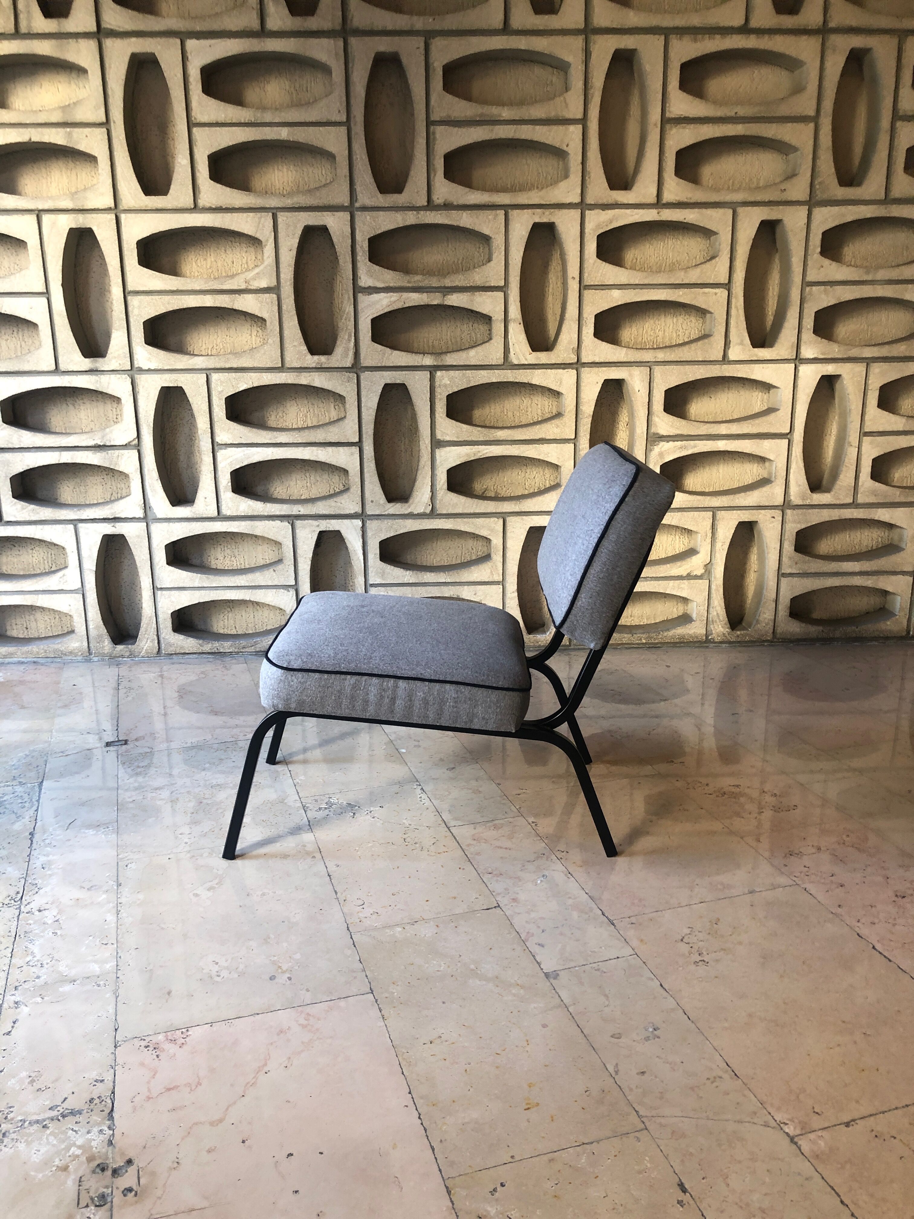 Vintage armchair from the 70s with angora fabric