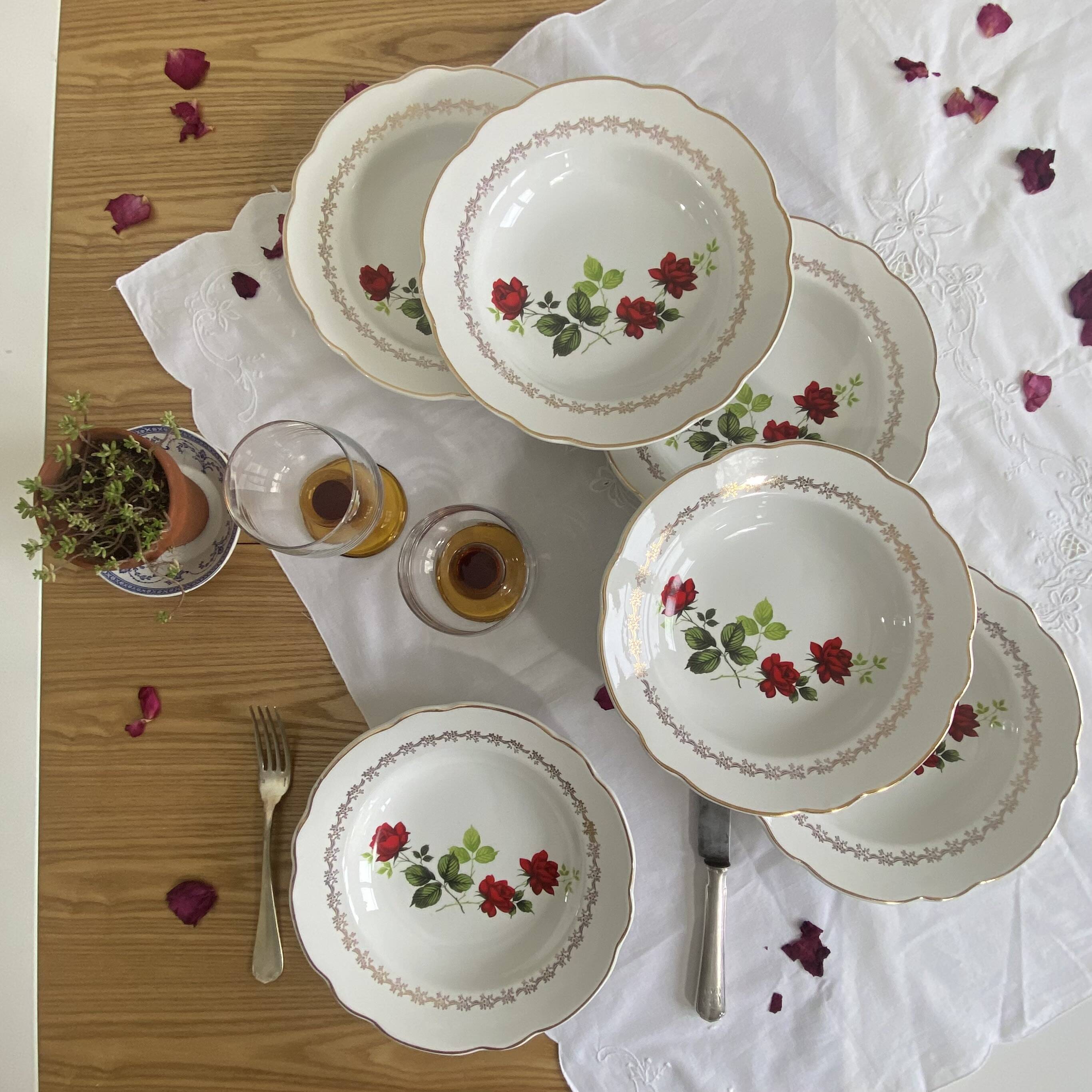 6 assiettes creuses faïence ancienne manufacture française de Sarreguemines