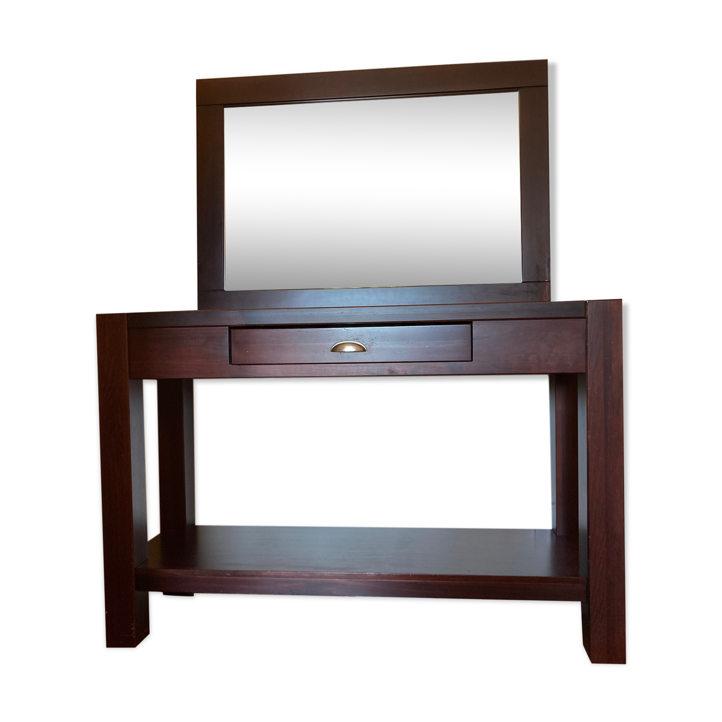 Console avec miroir wengé noir Fly modèle kubo