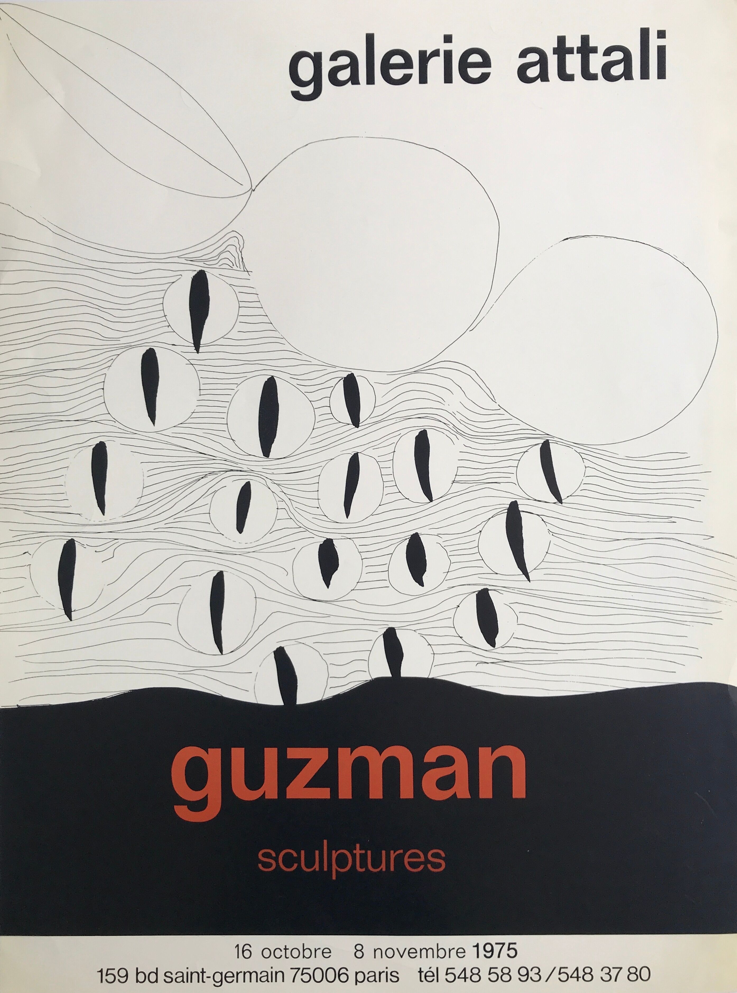 Original silkscreen poster by alberto guzman, galerie attali, 1975
