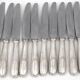 Ercuis Artois, 24 knives, 12 dinner + 12 dessert, cheese in silver-plated metal.