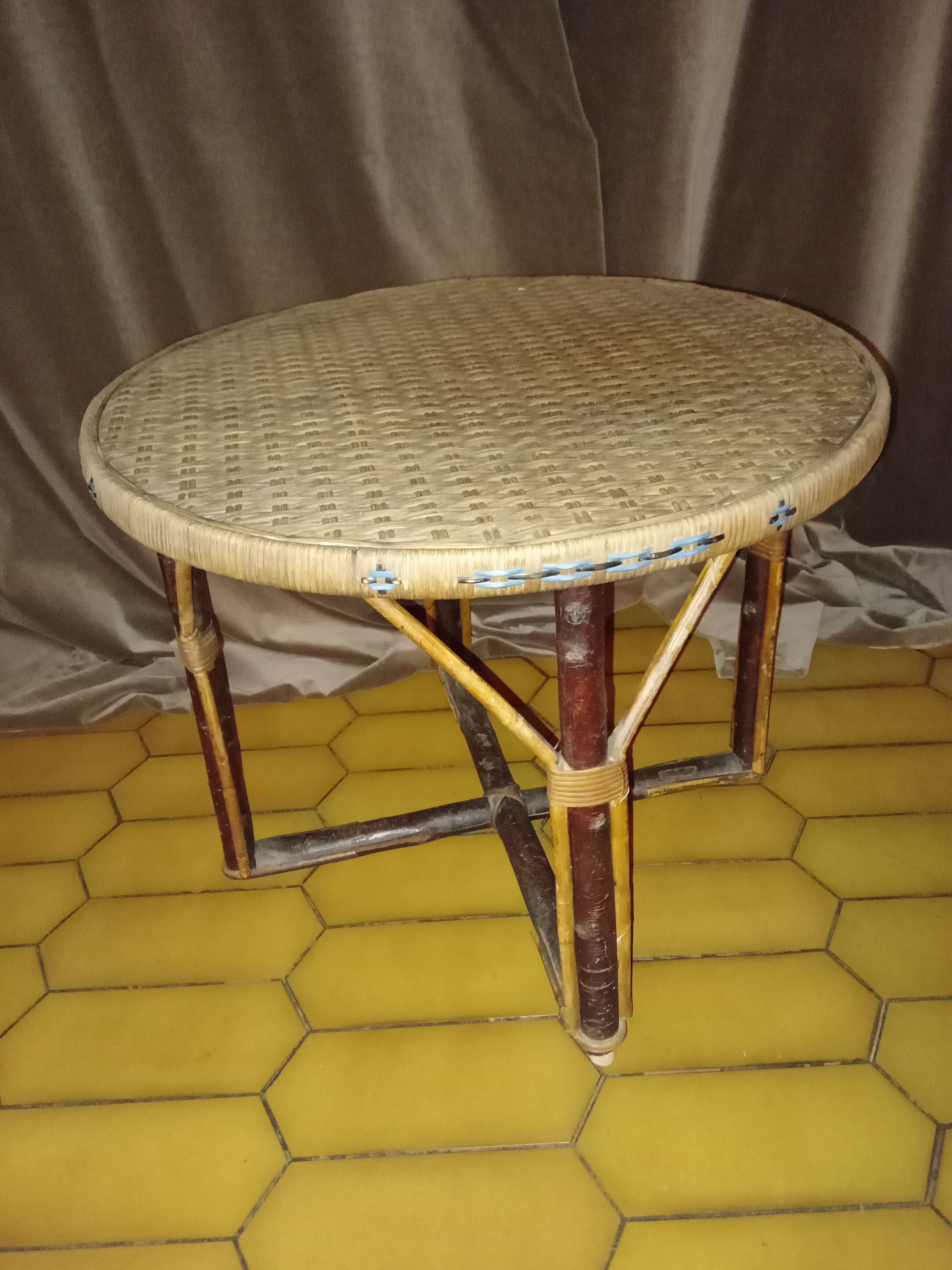 Antique rattan coffee table