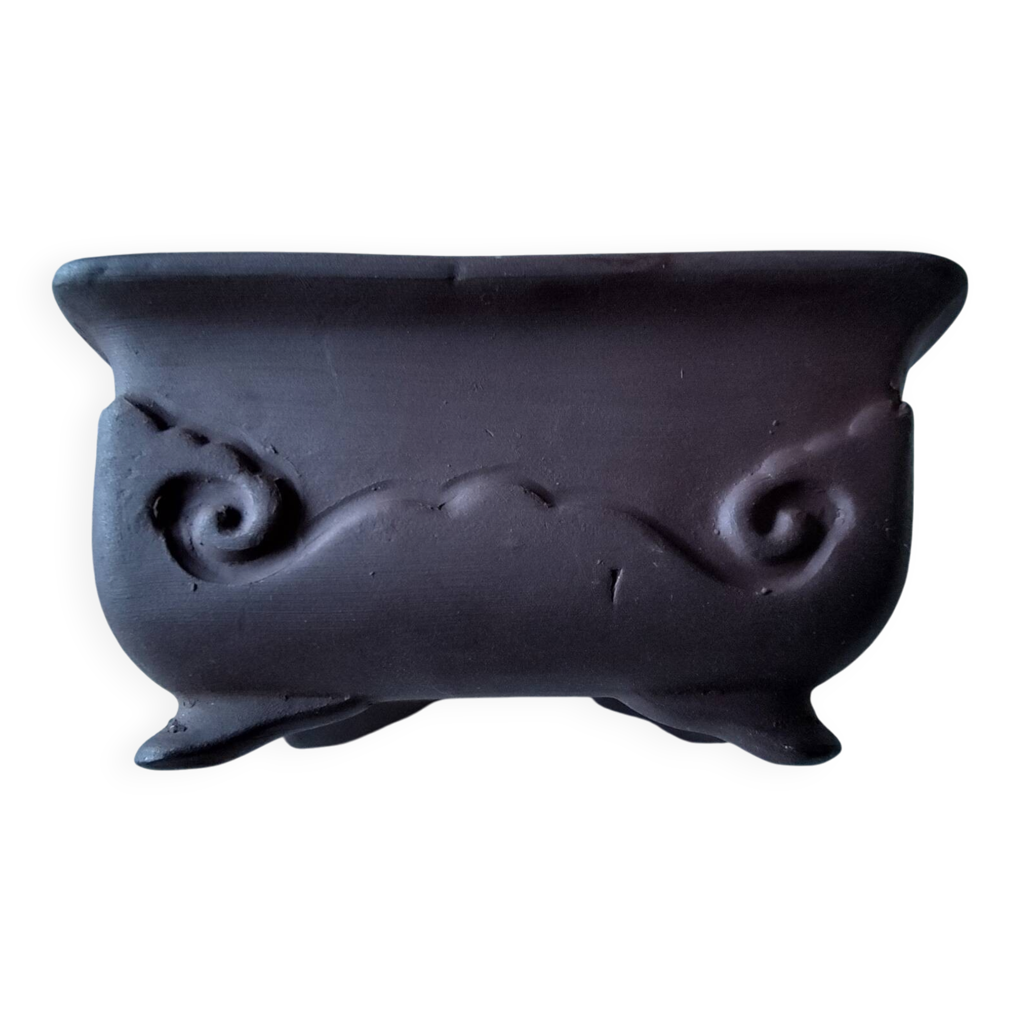 Rectangular cascade bonsai pot unglazed ceramic