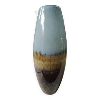 Large Cylindrical Vase in Murano Blown Art Glass/Gold Glitter