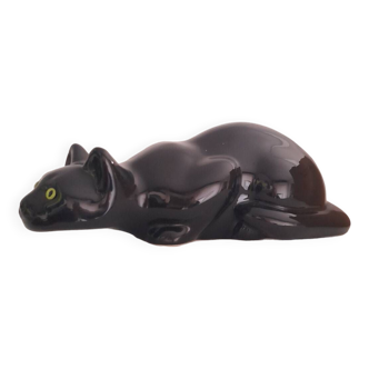 Large black ceramic cat