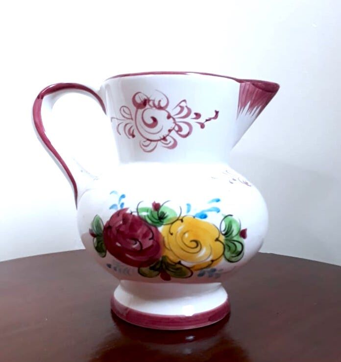 Pitcher alcobaça portugal with flowers