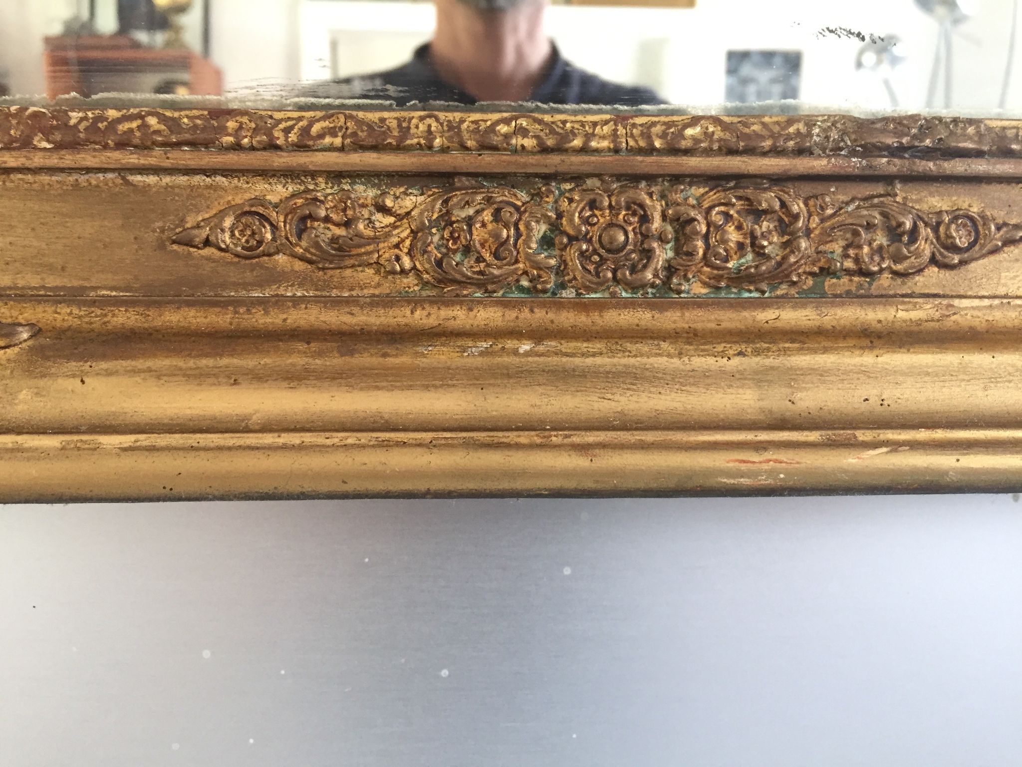 Mirror Restoration gilded gold&Ice Mercury/Moulding in medallions/Wood&Stuc/XIXth