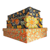 Set of 3 old fabric boxes