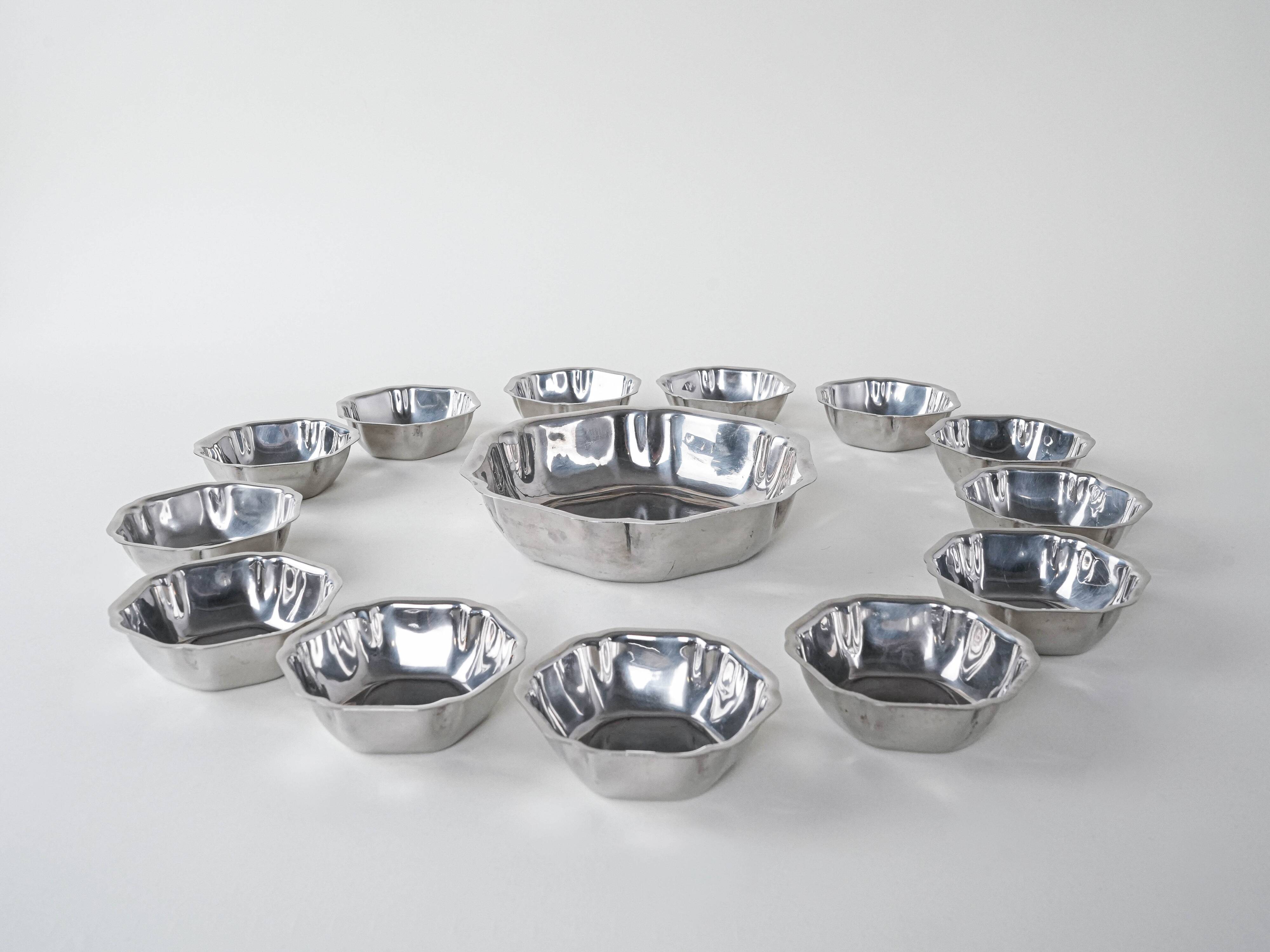 Set of stainless steel bowls, Italian design, 1980s, made in Italy