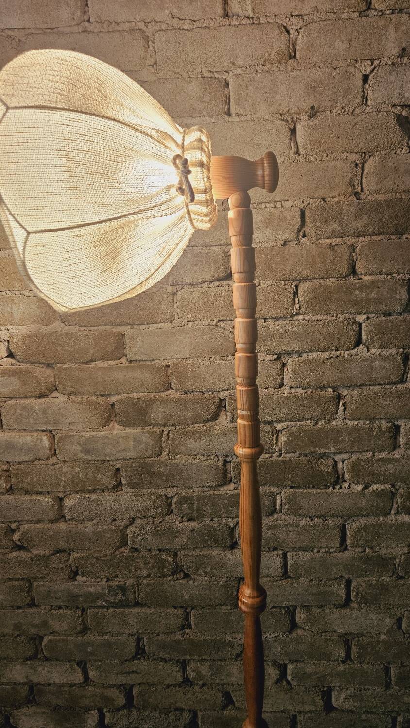 Danish pine floor lamp 1970 vintage