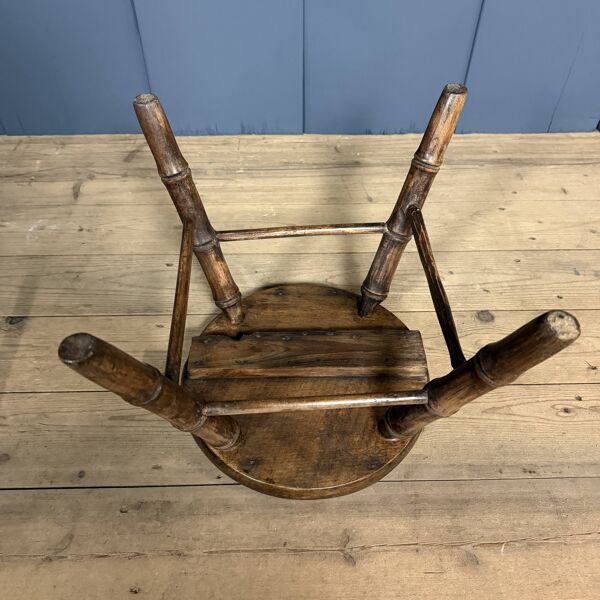 Tabouret en faux bambou en bois de hêtre