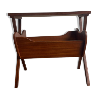 Vintage teak magazine rack/side table 'Van Teeffelen'