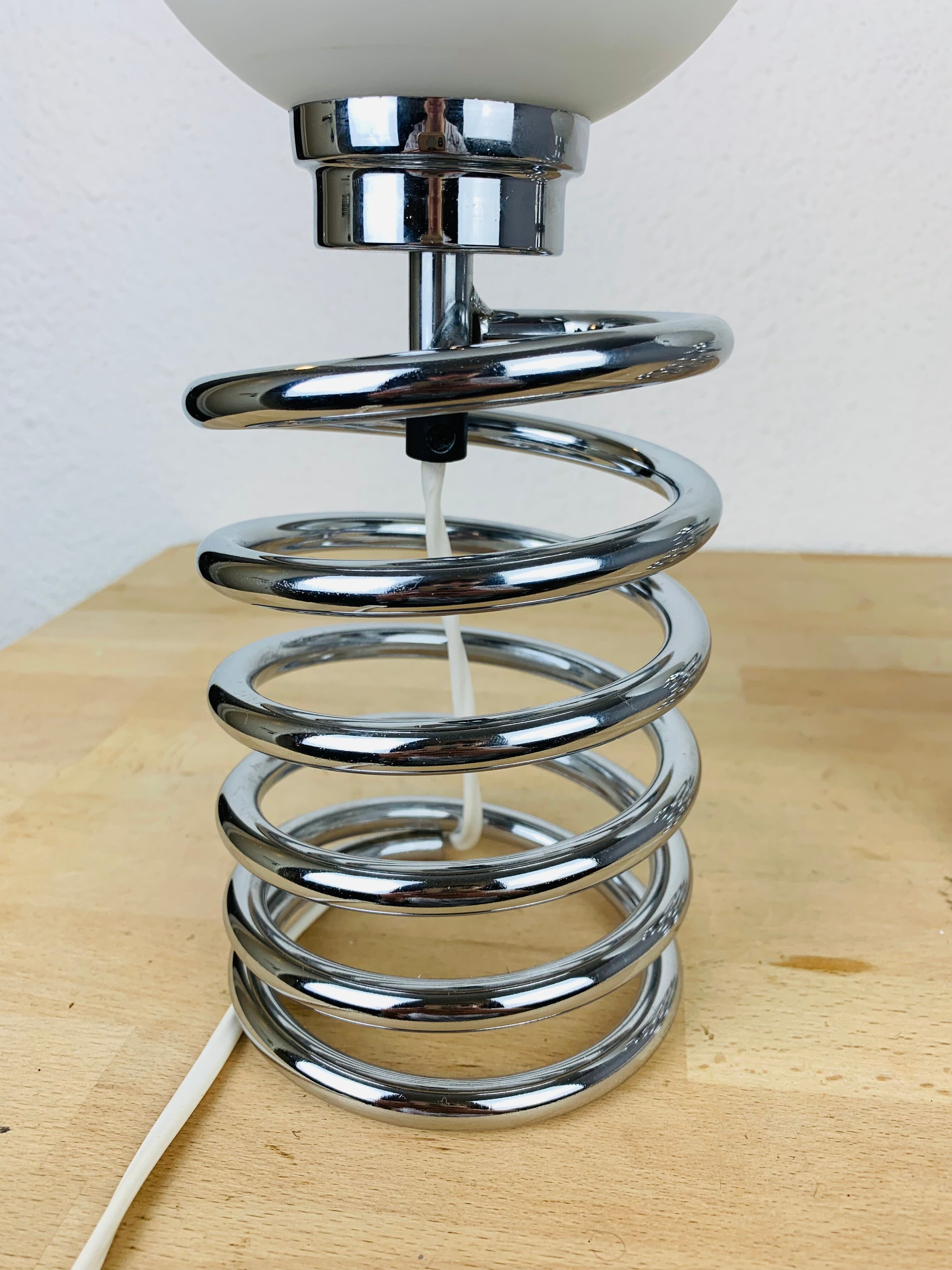 Pair of lamps spring chrome 70s