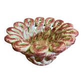 Coupe Ancienne Barbotine Céramique Tressée Ajourée Blanc & Rose Vintag