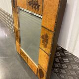 Ceramic wall mirror with herbarium decor circa 1960