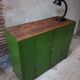 Vintage steel cupboard, shelf cupboard, kitchen island green