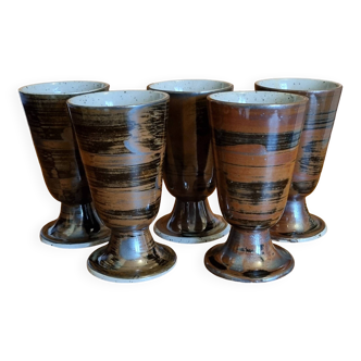 Set of 5 glazed stoneware mazagrans