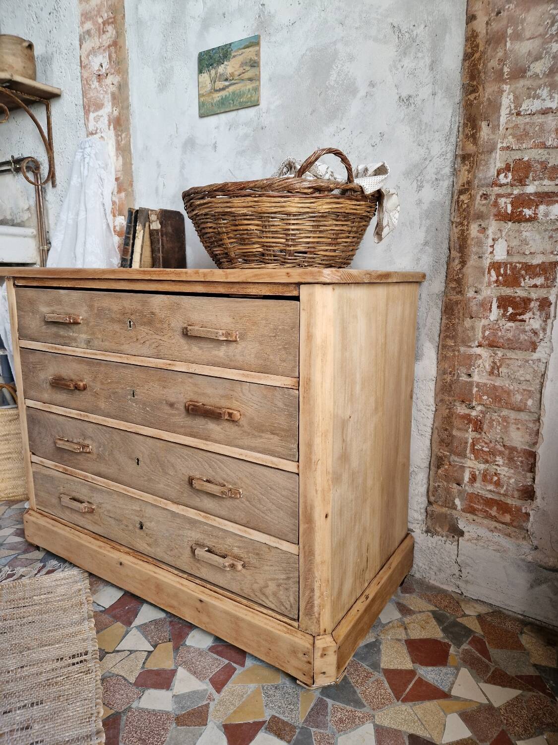Old solid wood chest of drawers