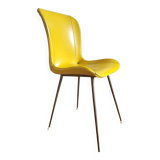 chaises gainées de cuir jaune 60's