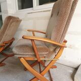 Pair of vintage Scandinavian style relaxation armchairs, adjustable tilt