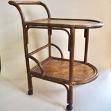 Rattan serving trolley