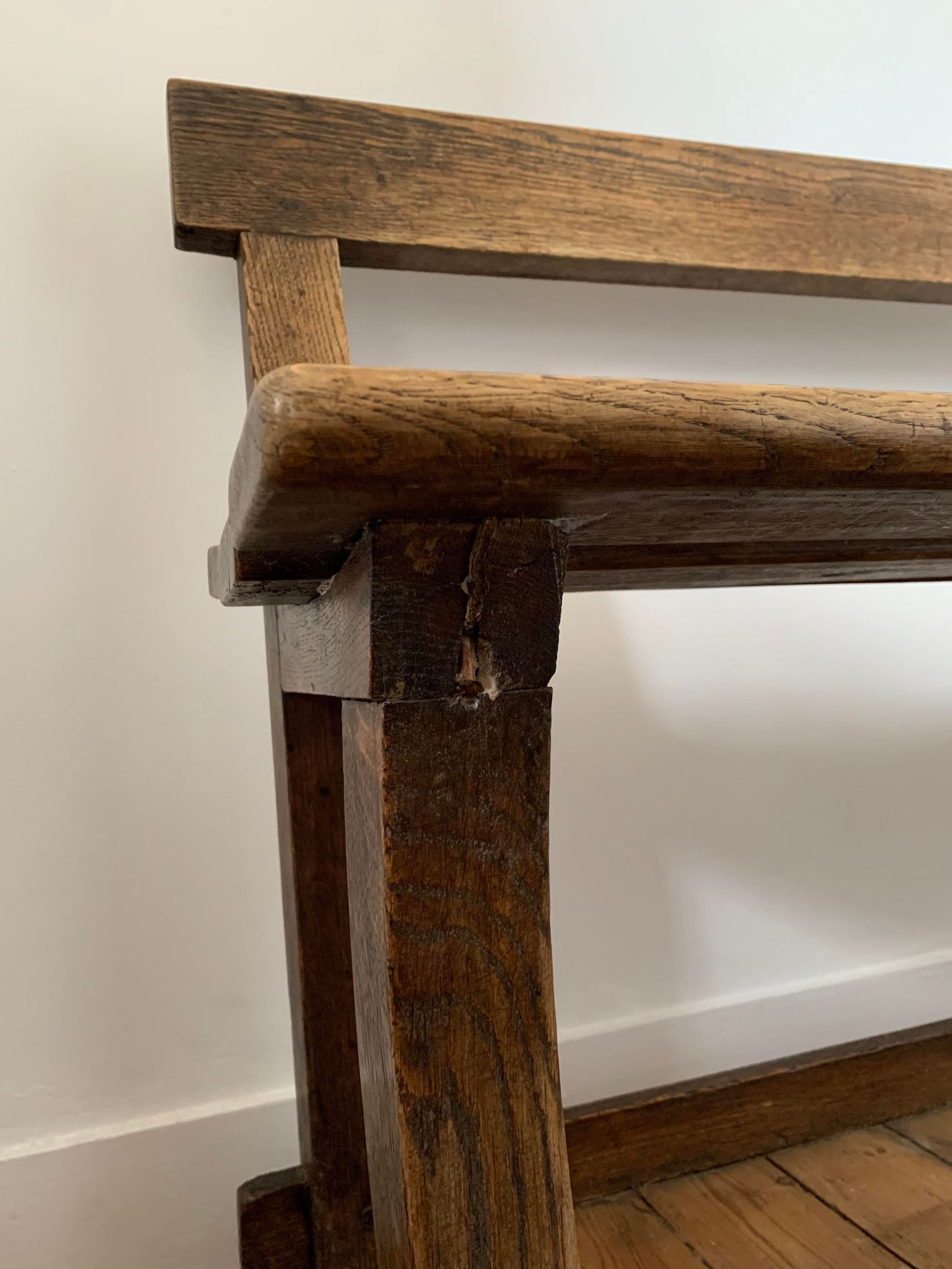 Solid oak school or church bench
