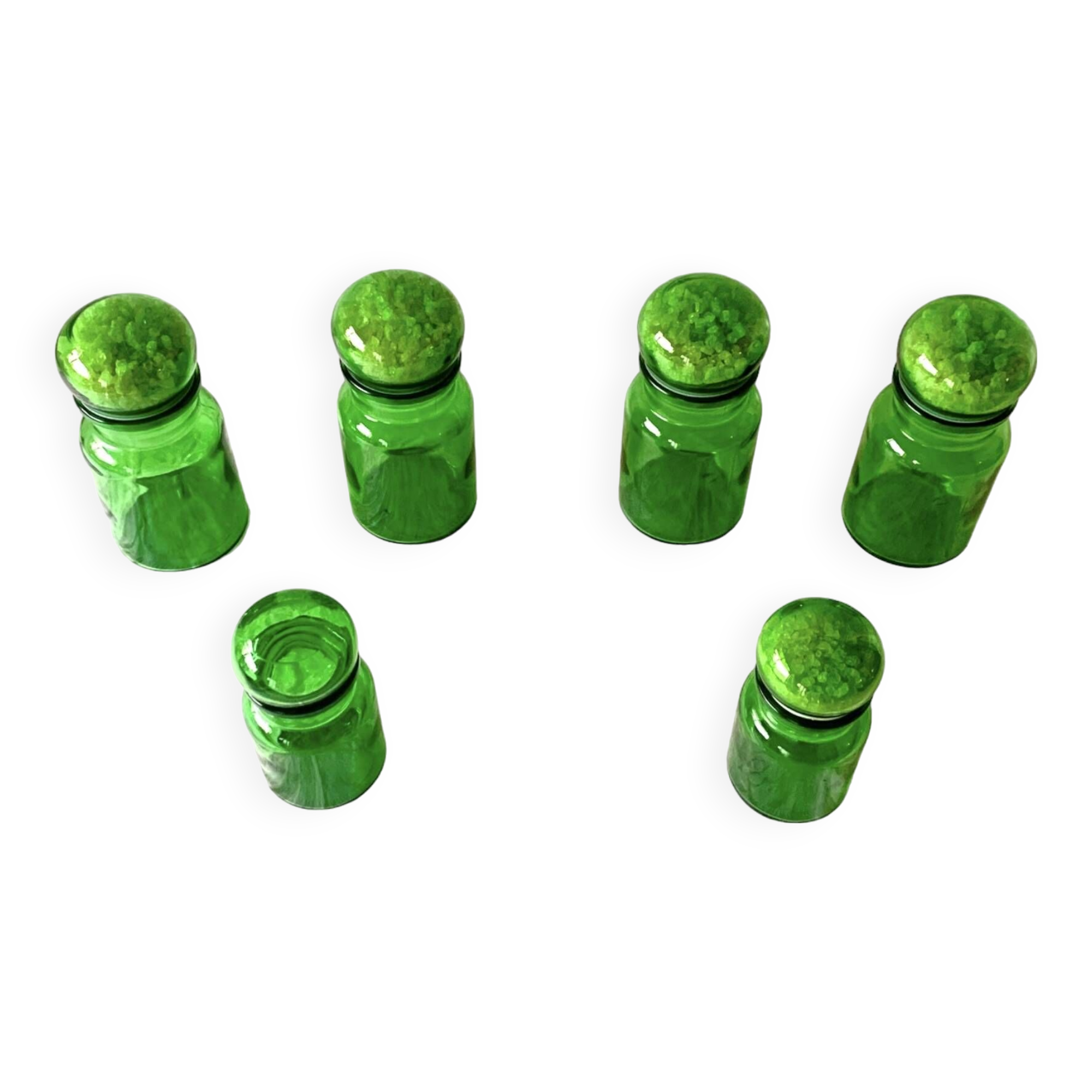 Lot de 6 pots d'apothicaire en verre