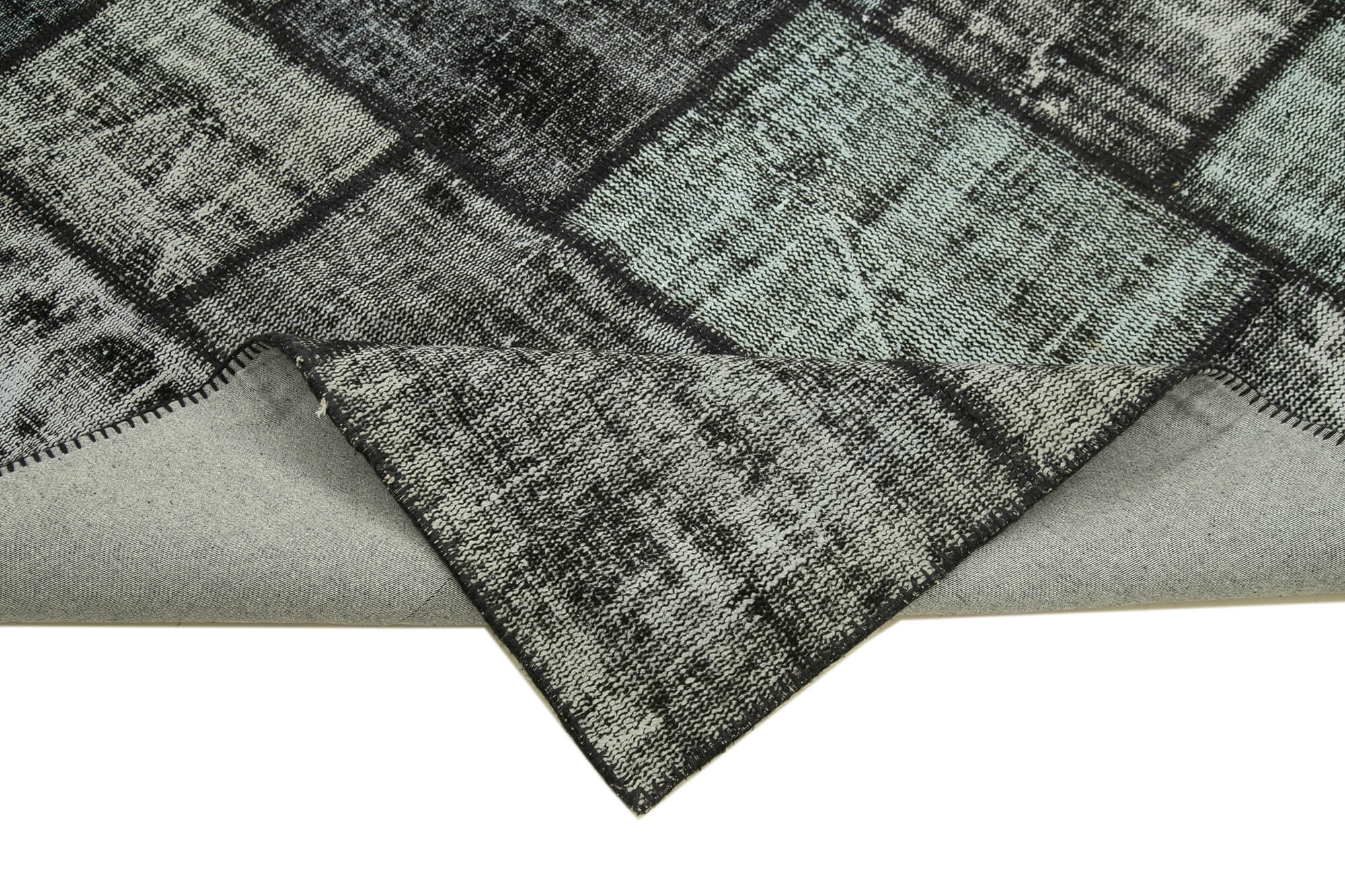 Handwoven Anatolian Contemporary 180 cm x 250 cm Black Patchwork Rug
