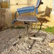 Blue office chair of the 70s swivelling