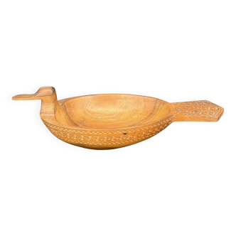 Coupe en bois sculpté en forme de canard – Art populaire nordique – Années