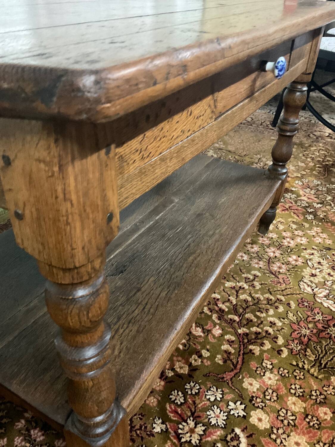 Old farmhouse console in solid oak