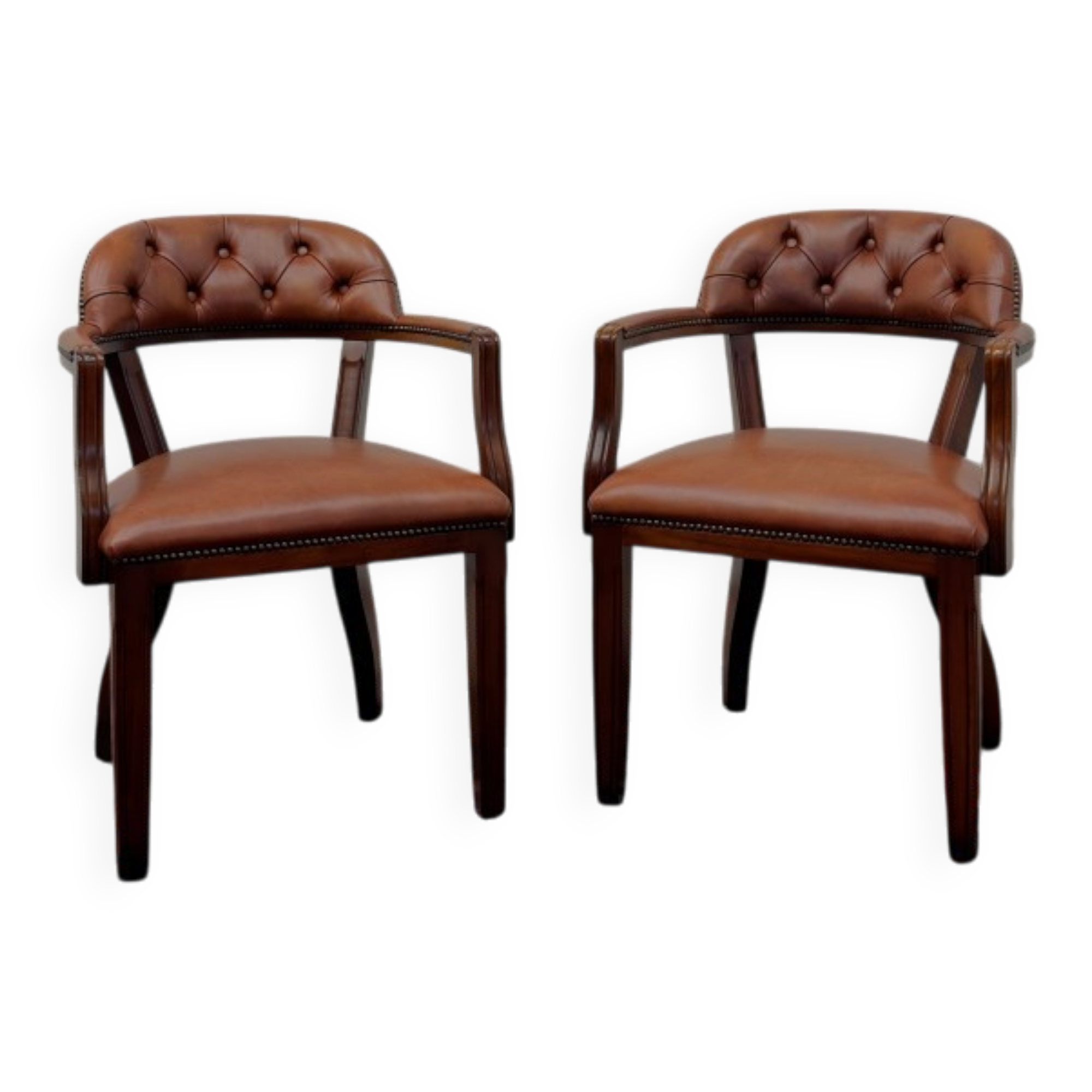 Set of Classic English Chesterfield Desk Chairs
