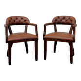 Set of Classic English Chesterfield Desk Chairs