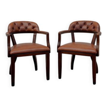 Set of Classic English Chesterfield Desk Chairs
