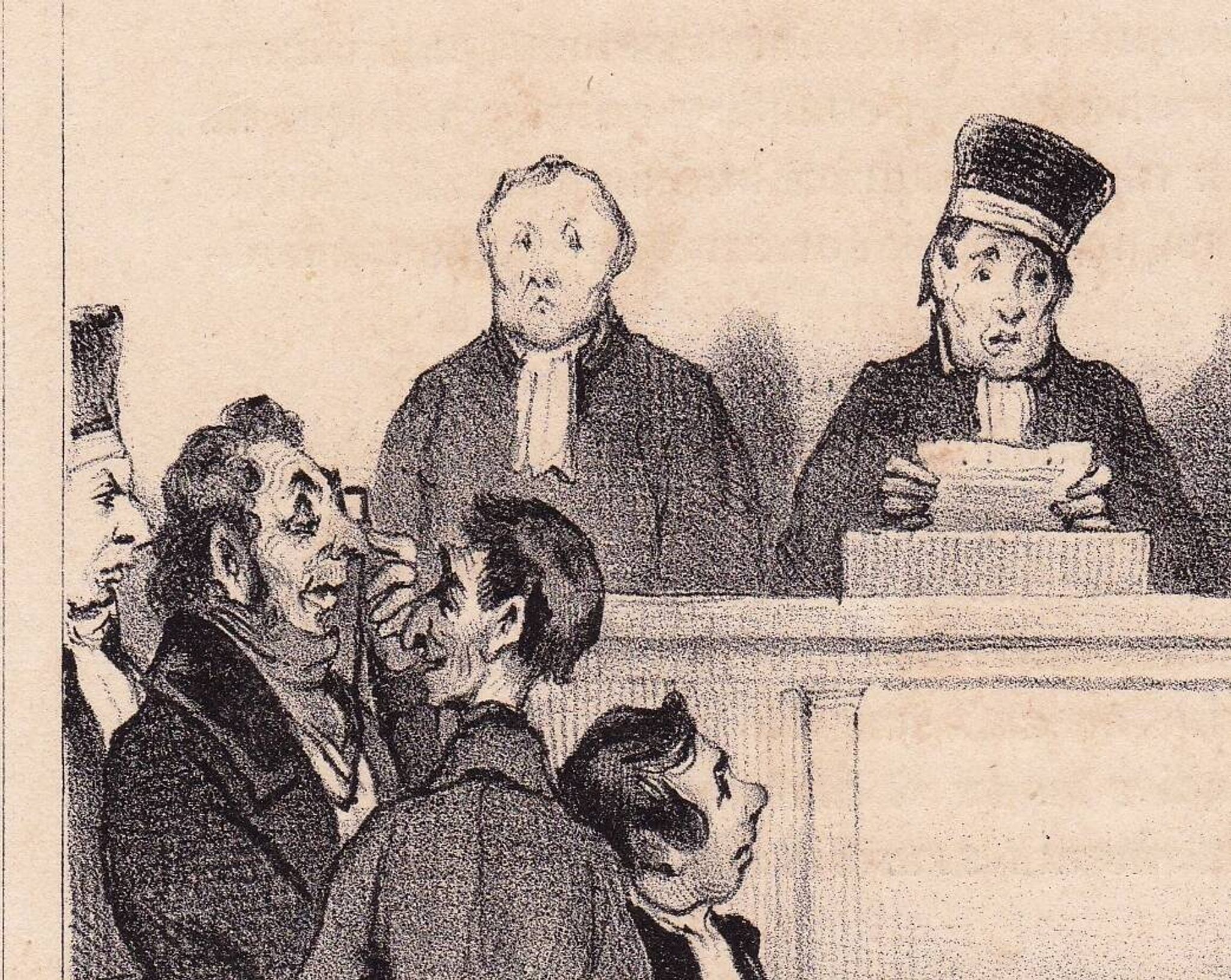 19th Century Lithograph Honoré Daumier 1839 Court Lawyer Judge Magistrate Justice