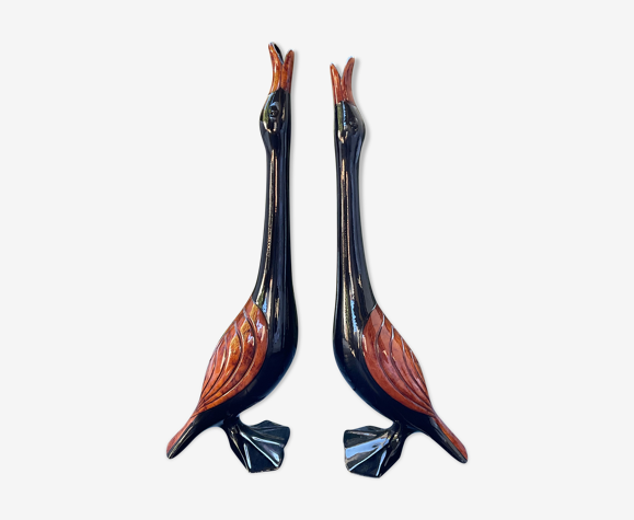 Paire vases au canard vintage, hauteur 42 cm