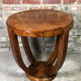 Pedestal table / side table Art Deco era in walnut bramble veneer