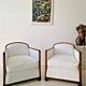 Pair of Large White Art Deco Armchairs 1950s Mid Century Modern Interior De